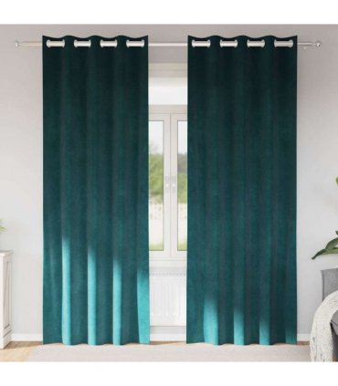 vidaXL Blackout Curtains 2 pcs Dark Green 140 x 225 cm Velvet — Model: with eyelets