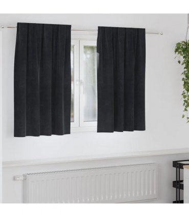 vidaXL Blackout Curtains 2 pcs Black 140 x 140 cm Velvet — Model: with sewn-in tape
