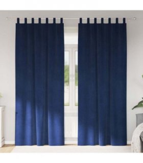 vidaXL Blackout Curtains 2 pcs Dark Blue 140 x 225 cm Velvet — Model: with hanging loops