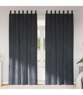 vidaXL Blackout Curtains 2 pcs Light Grey 140 x 260 cm Velvet — Model: with hanging loops