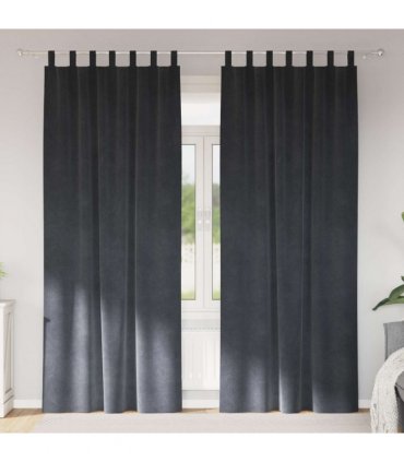 vidaXL Blackout Curtains 2 pcs Light Grey 140 x 260 cm Velvet — Model: with hanging loops