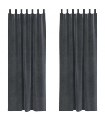 vidaXL Blackout Curtains 2 pcs Light Grey 140 x 260 cm Velvet — Model: with hanging loops