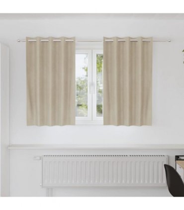 vidaXL Blackout Curtains 2 pcs Cream 140 x 140 cm Velvet — Model: with eyelets
