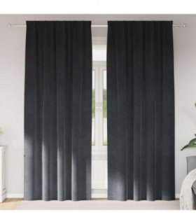 vidaXL Blackout Curtains 2 pcs Light Grey 140 x 245 cm Velvet — Model: with sewn-in tape