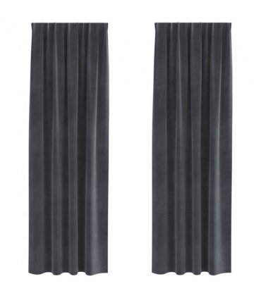 vidaXL Blackout Curtains 2 pcs Light Grey 140 x 245 cm Velvet — Model: with sewn-in tape