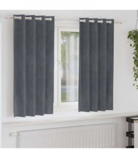 vidaXL Blackout Curtains 2 pcs Light Grey 140 x 175 cm Velvet — Colour: Super light grey, Model: with eyelets