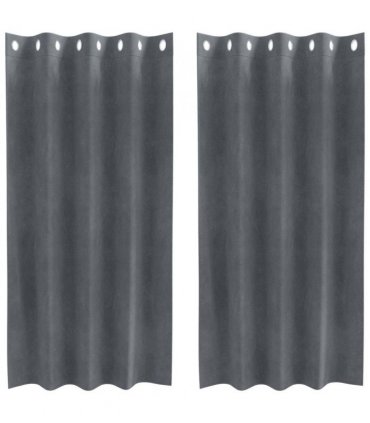 vidaXL Blackout Curtains 2 pcs Light Grey 140 x 175 cm Velvet — Colour: Super light grey, Model: with eyelets