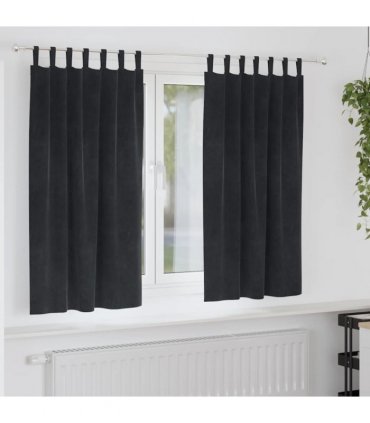 vidaXL Blackout Curtains 2 pcs Black 140 x 175 cm Velvet — Model: with hanging loops