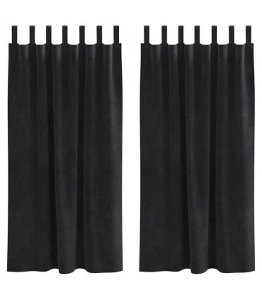 vidaXL Blackout Curtains 2 pcs Black 140 x 175 cm Velvet — Model: with hanging loops