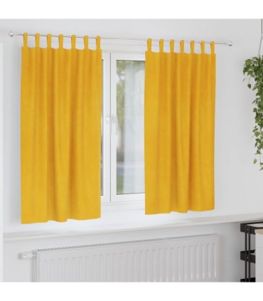 vidaXL Blackout Curtains 2 pcs Mustard Yellow 140 x 175 cm Velvet — Model: with hanging loops