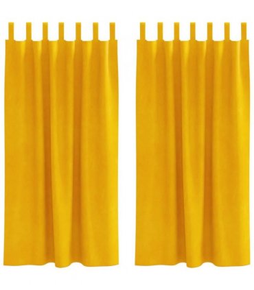 vidaXL Blackout Curtains 2 pcs Mustard Yellow 140 x 175 cm Velvet — Model: with hanging loops