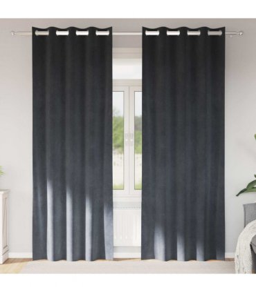 vidaXL Blackout Curtains 2 pcs Light Grey 140 x 225 cm Velvet — Model: with eyelets