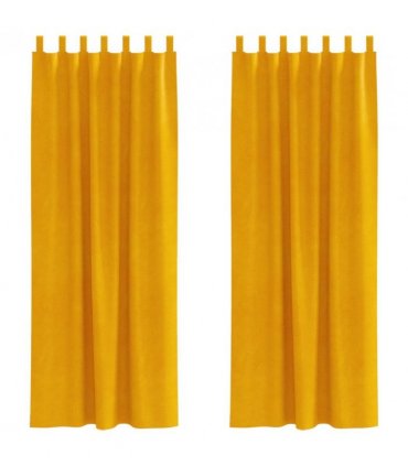 vidaXL Blackout Curtains 2 pcs Mustard Yellow 140 x 225 cm Velvet — Model: with hanging loops