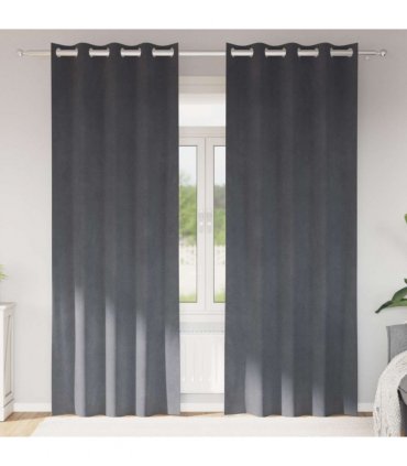 vidaXL Blackout Curtains 2 pcs Light Grey 140 x 245 cm Velvet — Colour: Super light grey, Model: with eyelets