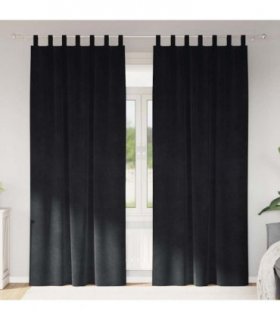 vidaXL Blackout Curtains 2 pcs Black 140 x 245 cm Velvet — Model: with hanging loops