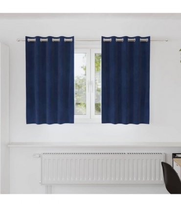 vidaXL Blackout Curtains 2 pcs Dark Blue 140 x 140 cm Velvet — Model: with eyelets