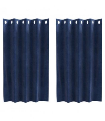 vidaXL Blackout Curtains 2 pcs Dark Blue 140 x 140 cm Velvet — Model: with eyelets
