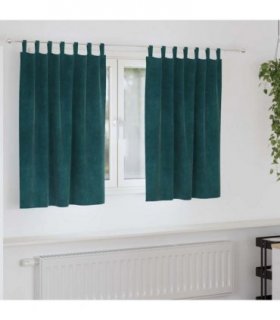 vidaXL Blackout Curtains 2 pcs Dark Green 140 x 140 cm Velvet — Model: with hanging loops