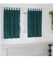 vidaXL Blackout Curtains 2 pcs Dark Green 140 x 140 cm Velvet — Model: with hanging loops