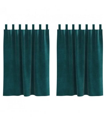 vidaXL Blackout Curtains 2 pcs Dark Green 140 x 140 cm Velvet — Model: with hanging loops