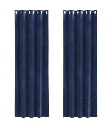 vidaXL Blackout Curtains 2 pcs Dark Blue 140 x 260 cm Velvet — Model: with eyelets