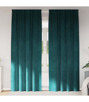 vidaXL Blackout Curtains 2 pcs Dark Green 140 x 260 cm Velvet — Model: with sewn-in tape