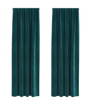vidaXL Blackout Curtains 2 pcs Dark Green 140 x 260 cm Velvet — Model: with sewn-in tape