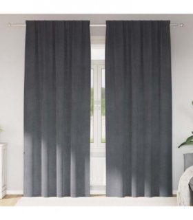vidaXL Blackout Curtains 2 pcs Light Grey 140 x 245 cm Velvet — Colour: Super light grey, Model: with sewn-in tape