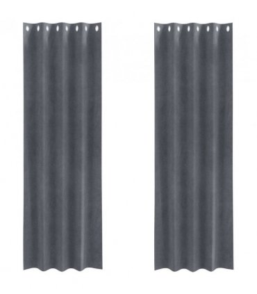 vidaXL Blackout Curtains 2 pcs Light Grey 140 x 225 cm Velvet — Colour: Super light grey, Model: with eyelets
