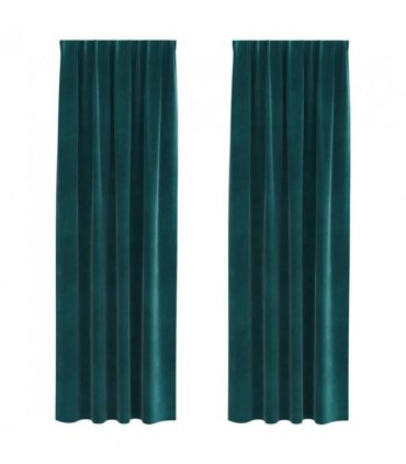 vidaXL Blackout Curtains 2 pcs Dark Green 140 x 225 cm Velvet — Model: with sewn-in tape