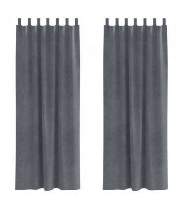 vidaXL Blackout Curtains 2 pcs Light Grey 140 x 245 cm Velvet — Colour: Super light grey, Model: with hanging loops