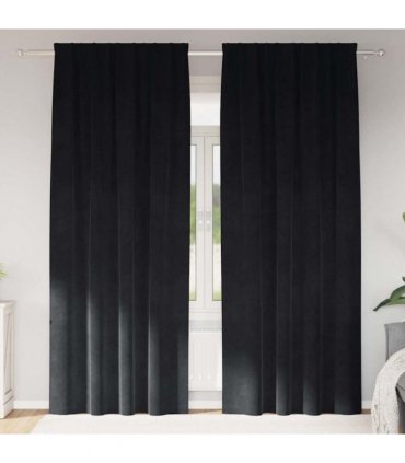 vidaXL Blackout Curtains 2 pcs Black 140 x 245 cm Velvet — Model: with sewn-in tape