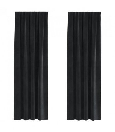 vidaXL Blackout Curtains 2 pcs Black 140 x 245 cm Velvet — Model: with sewn-in tape