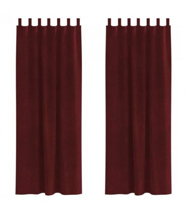 vidaXL Blackout Curtains 2 pcs Wine Red 140 x 260 cm Velvet — Model: with hanging loops