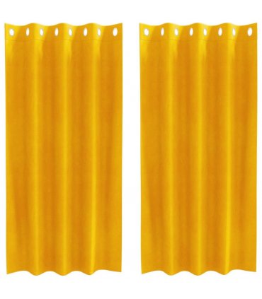 vidaXL Blackout Curtains 2 pcs Mustard Yellow 140 x 175 cm Velvet — Model: with eyelets