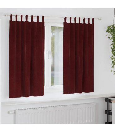 vidaXL Blackout Curtains 2 pcs Wine Red 140 x 175 cm Velvet — Model: with hanging loops