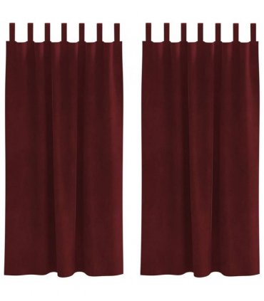 vidaXL Blackout Curtains 2 pcs Wine Red 140 x 175 cm Velvet — Model: with hanging loops