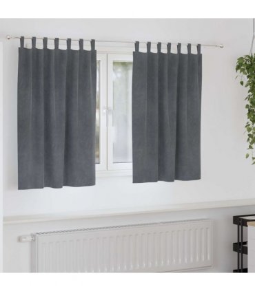 vidaXL Blackout Curtains 2 pcs Light Grey 140 x 140 cm Velvet — Colour: Super light grey, Model: with hanging loops