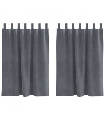 vidaXL Blackout Curtains 2 pcs Light Grey 140 x 140 cm Velvet — Colour: Super light grey, Model: with hanging loops