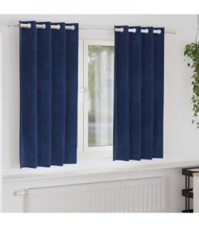 vidaXL Blackout Curtains 2 pcs Dark Blue 140 x 175 cm Velvet — Model: with eyelets