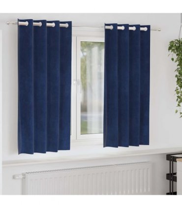 vidaXL Blackout Curtains 2 pcs Dark Blue 140 x 175 cm Velvet — Model: with eyelets