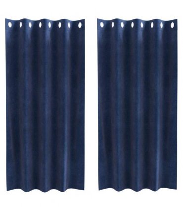 vidaXL Blackout Curtains 2 pcs Dark Blue 140 x 175 cm Velvet — Model: with eyelets