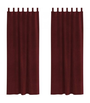 vidaXL Blackout Curtains 2 pcs Wine Red 140 x 225 cm Velvet — Model: with hanging loops