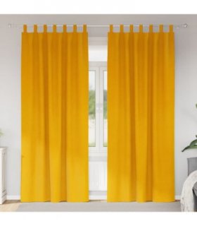 vidaXL Blackout Curtains 2 pcs Mustard Yellow 140 x 260 cm Velvet — Model: with hanging loops