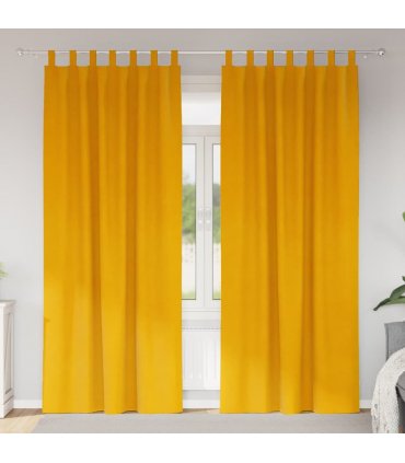 vidaXL Blackout Curtains 2 pcs Mustard Yellow 140 x 260 cm Velvet — Model: with hanging loops