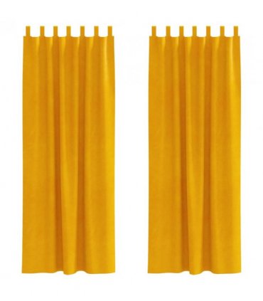 vidaXL Blackout Curtains 2 pcs Mustard Yellow 140 x 260 cm Velvet — Model: with hanging loops