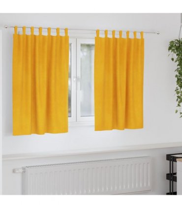 vidaXL Blackout Curtains 2 pcs Mustard Yellow 140 x 140 cm Velvet — Model: with hanging loops