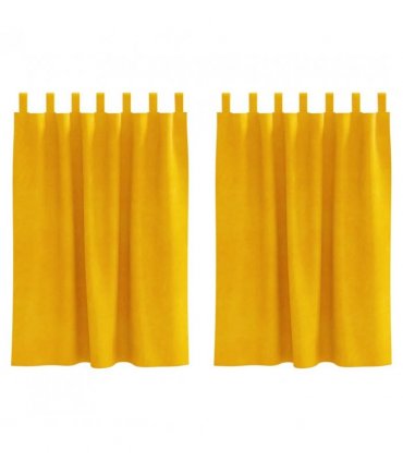vidaXL Blackout Curtains 2 pcs Mustard Yellow 140 x 140 cm Velvet — Model: with hanging loops