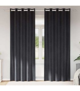 vidaXL Blackout Curtains 2 pcs Dark Grey 140 x 225 cm Velvet — Model: with eyelets