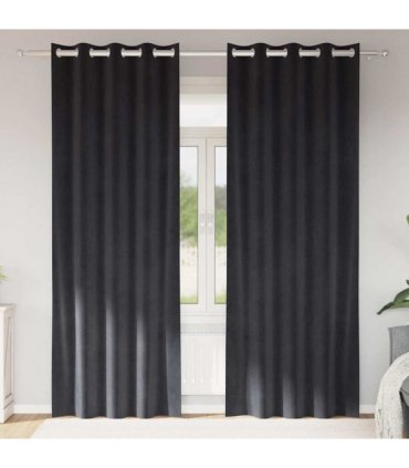 vidaXL Blackout Curtains 2 pcs Dark Grey 140 x 225 cm Velvet — Model: with eyelets